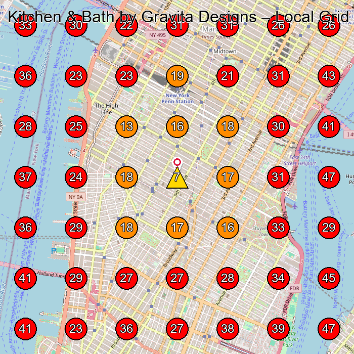 Kitchen & Bath by Gravita Designs GeoGrid visibility map for Cabinet Maker in 150 E 58th St 10 FL